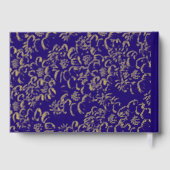 Gouden Folie Daisies Floral Royal Blue Wedding Gastenboek (Achterkant)