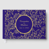 Gouden Folie Daisies Floral Royal Blue Wedding Gastenboek (Voorkant)