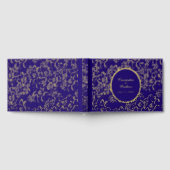 Gouden Folie Daisies Floral Royal Blue Wedding Gastenboek (Volledig)