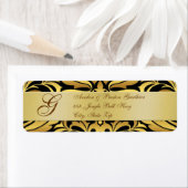 Gouden folie Damast Monogram New Years Zwart Label (Insitu)