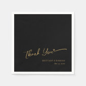 Gouden folie dank u - gepersonaliseerde zwarte bru servet (Voorkant)
