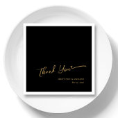 Gouden folie dank u - gepersonaliseerde zwarte bru servet