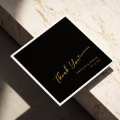 Gouden folie dank u - gepersonaliseerde zwarte bru servet