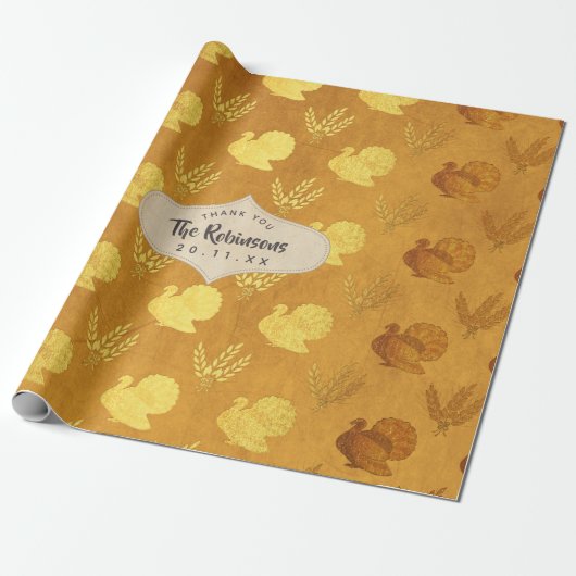 Gouden Folie Dankdag Cadeaupapier (Uitgerold)