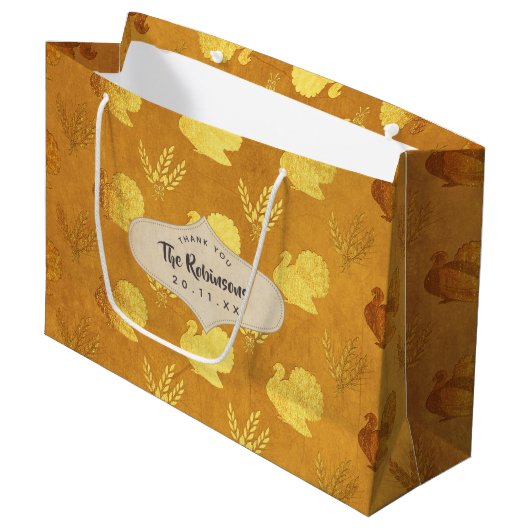 Gouden Folie Dankdag Groot Cadeauzakje (Voorkant Gekanteld)