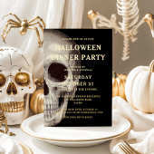 Gouden Folie Dode Schedel Halloween Dinerfeest Uitnodiging