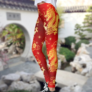 Gouden Folie Dragon Chinese Maan Nieuwjaar Modern Leggings