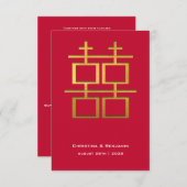 Gouden Folie Dubbel Geluk Chinese Bruiloft Kaart (Voorkant / Achterkant)