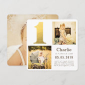 Gouden folie een 1e verjaardag foto kaarten (Voorkant / Achterkant)