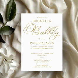 Gouden Folie Eenvoudige Brunch En Bruisende Bruids Kaart