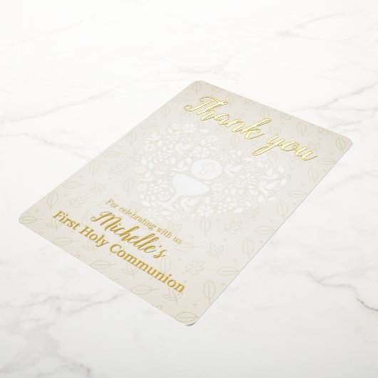 Gouden folie Eerste Heilige Communie Dankjewel Kaa Folie Feestdagenkaart (Gedraaid)