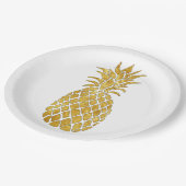 Gouden folie Effect Ananas Design Papieren Bordje (Gekanteld)