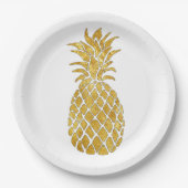 Gouden folie Effect Ananas Design Papieren Bordje (Voorkant)