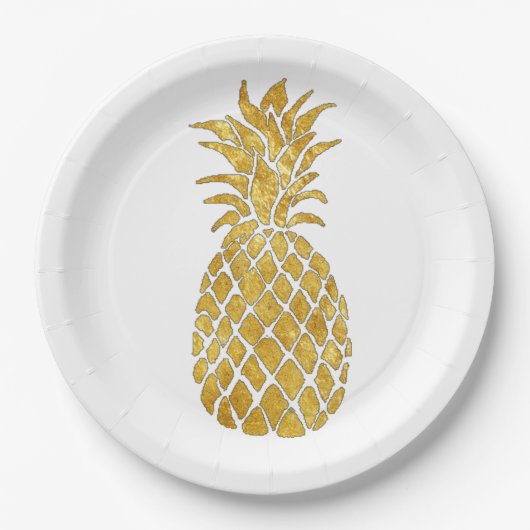 Gouden folie Effect Ananas Design Papieren Bordje (Voorkant)