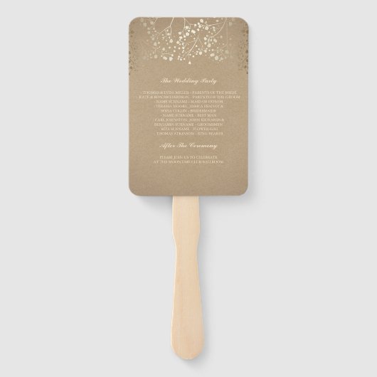 Gouden folie effect | Baby's Breath bruiloft progr Handwaaier (Achterkant)