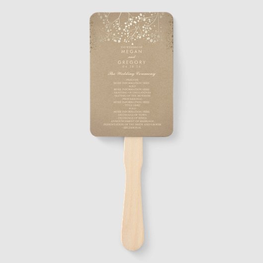 Gouden folie effect | Baby's Breath bruiloft progr Handwaaier (Voorkant)