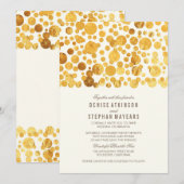 Gouden Folie Effect Confetti Elegante Bruiloft Kaart (Voorkant / Achterkant)