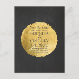 Gouden folie effect confetti krijtbord opslaan van aankondigingskaart