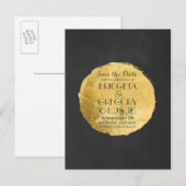 Gouden folie effect confetti krijtbord opslaan van aankondigingskaart (Voorkant / Achterkant)