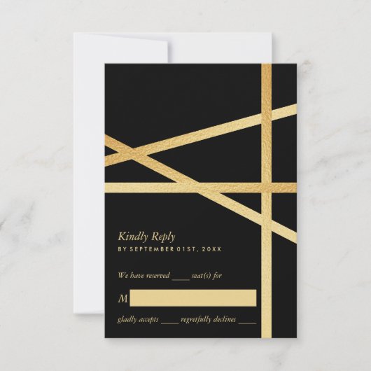 Gouden Folie Effect Geometrische Stijl Trouwen RSVP Kaartje (Voorkant)