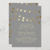 Gouden folie Effect String Lights Bruiloft Kaart (Voorkant / Achterkant)