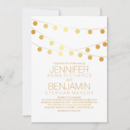 Gouden folie Effect String Lights Wit Bruiloft Kaart