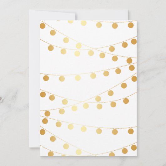 Gouden folie Effect String Lights Wit Bruiloft Kaart (Achterkant)