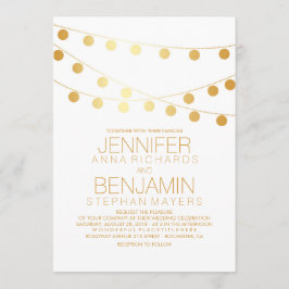 Gouden folie Effect String Lights Wit Bruiloft Kaart