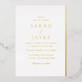 Gouden folie Elegante moderne bruiloft Uitnodiging (Voorkant)