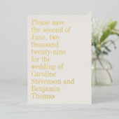 Gouden Folie Elegante Script Trouw Save the Date Uitnodiging (Staand Voorkant)