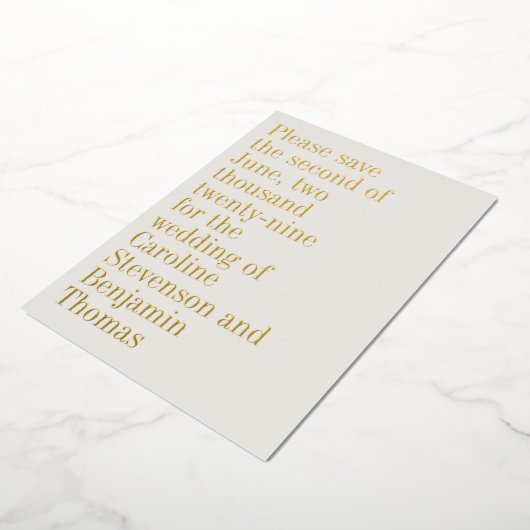 Gouden Folie Elegante Script Trouw Save the Date Uitnodiging (Gedraaid)