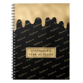 Gouden Folie Elegante Script Typografie Naam Patro Notitieboek