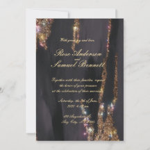 Gouden Folie Elegante Zwarte Huwelijksuitnodiging