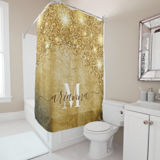 Gouden Folie en Glitter Douchegordijn (In situ)
