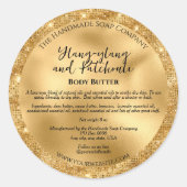 Gouden folie en Gouden Glitter Cosmetics Jar Label (Voorkant)