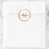 Gouden folie en Gouden Monogram Ronde Sticker (Tas)