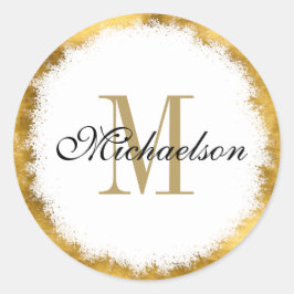 Gouden folie en Gouden Monogram Ronde Sticker