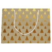 Gouden folie en Kraft papier rustieke kerstboom Groot Cadeauzakje (Voorkant)