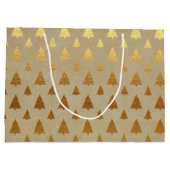 Gouden folie en Kraft papier rustieke kerstboom Groot Cadeauzakje (Achterkant)