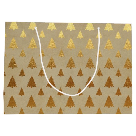 Gouden folie en Kraft papier rustieke kerstboom Groot Cadeauzakje (Achterkant)