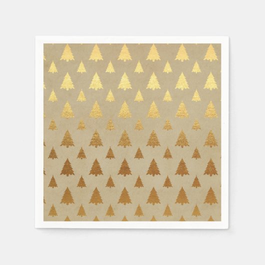 Gouden folie en Kraft papier rustieke kerstboom Servet (Voorkant)