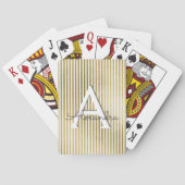 Gouden folie en wit gestreept monogram pokerkaarten (Achterkant)