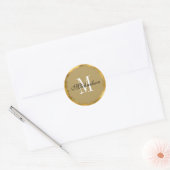 Gouden folie en wit Monogram Ronde Sticker (Envelop)
