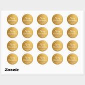 Gouden folie en wit Script Vrolijk kerstfeest Ronde Sticker (Vel)
