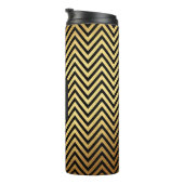 Gouden folie en zwarte Chevron Patroon Monogram Thermosbeker (Geroteerd rechts)