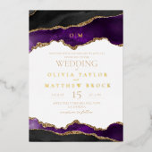 Gouden folie esthetische moderne bruiloft folie uitnodiging (Voorkant)