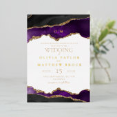 Gouden folie esthetische moderne bruiloft folie uitnodiging (Staand Voorkant)