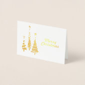Gouden Folie Feestelijke Kerstbomen Folie Kaarten (Voorkant)