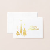 Gouden Folie Feestelijke Kerstbomen Folie Kaarten (Voorkant met envelop)