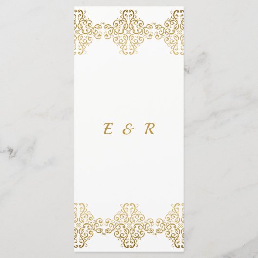 Gouden folie filigraan, bruiloft menu (Achterkant)